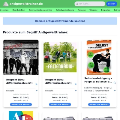 Screenshot antigewalttrainer.de