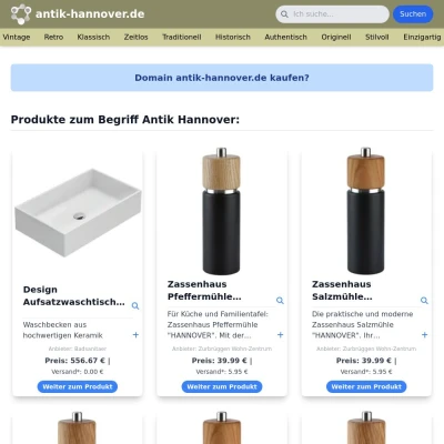 Screenshot antik-hannover.de