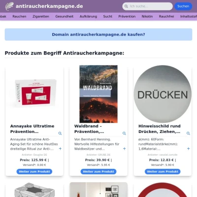 Screenshot antiraucherkampagne.de