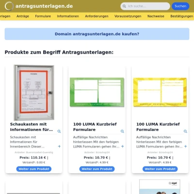 Screenshot antragsunterlagen.de