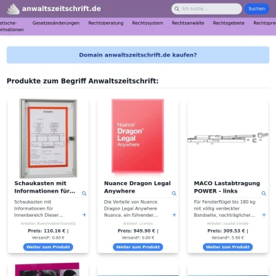 Screenshot anwaltszeitschrift.de