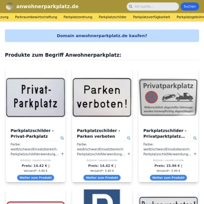 Screenshot anwohnerparkplatz.de