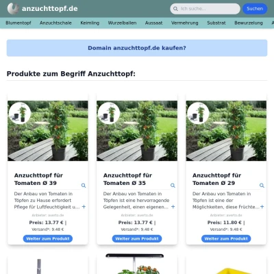 Screenshot anzuchttopf.de