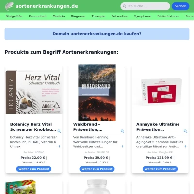 Screenshot aortenerkrankungen.de
