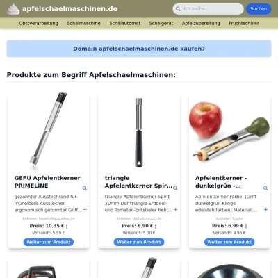 Screenshot apfelschaelmaschinen.de