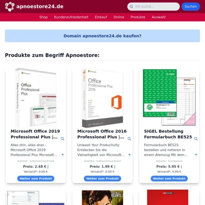 Screenshot apnoestore24.de