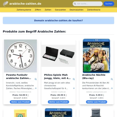 Screenshot arabische-zahlen.de