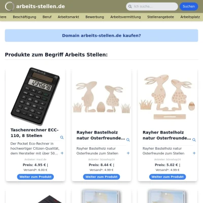 Screenshot arbeits-stellen.de