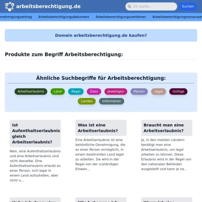 Screenshot arbeitsberechtigung.de