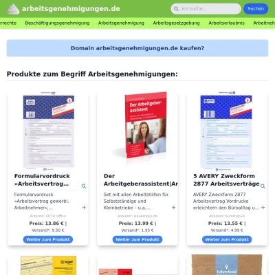 Screenshot arbeitsgenehmigungen.de