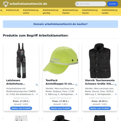 Screenshot arbeitsklamotten24.de