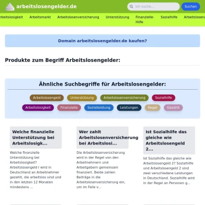 Screenshot arbeitslosengelder.de