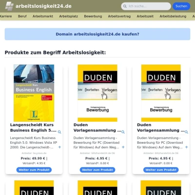 Screenshot arbeitslosigkeit24.de