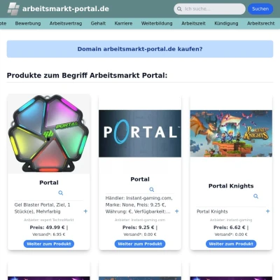 Screenshot arbeitsmarkt-portal.de