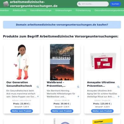 Screenshot arbeitsmedizinische-vorsorgeuntersuchungen.de