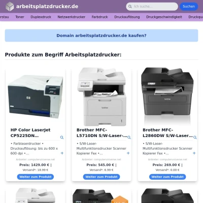 Screenshot arbeitsplatzdrucker.de