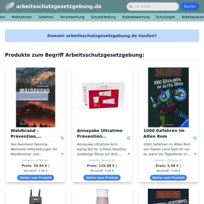 Screenshot arbeitsschutzgesetzgebung.de