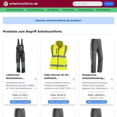 Screenshot arbeitsuniform.de