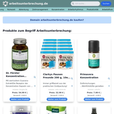 Screenshot arbeitsunterbrechung.de