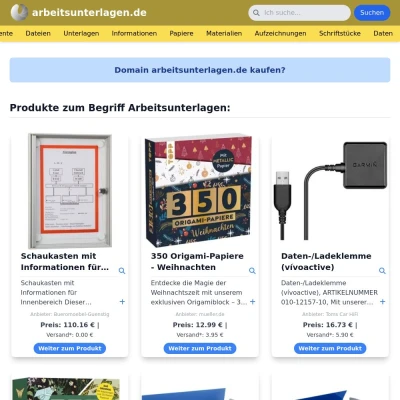 Screenshot arbeitsunterlagen.de