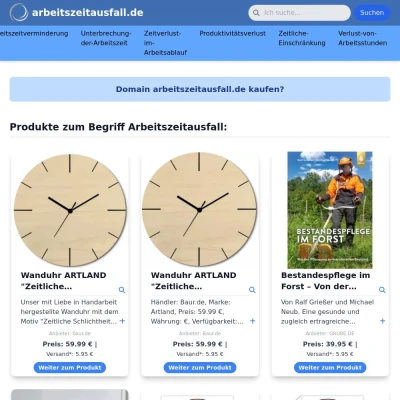 Screenshot arbeitszeitausfall.de