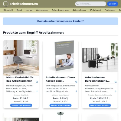 Screenshot arbeitszimmer.eu