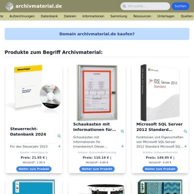 Screenshot archivmaterial.de