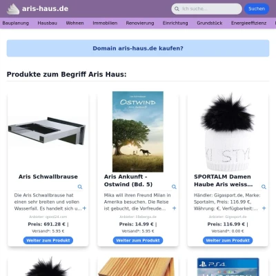 Screenshot aris-haus.de