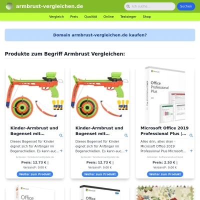 Screenshot armbrust-vergleichen.de