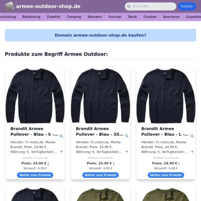 Screenshot armee-outdoor-shop.de