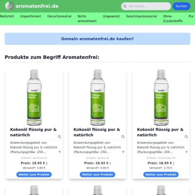 Screenshot aromatenfrei.de