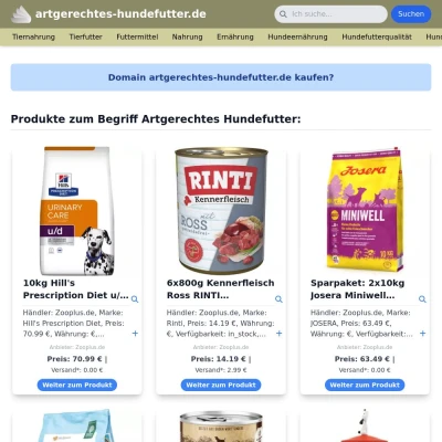 Screenshot artgerechtes-hundefutter.de