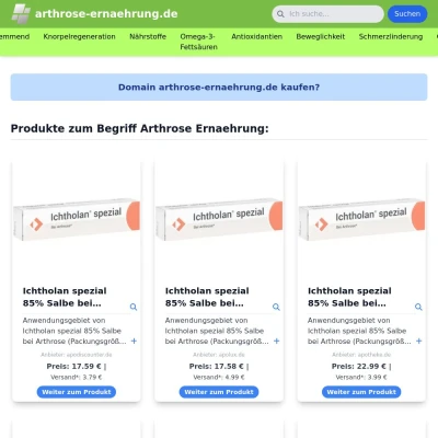 Screenshot arthrose-ernaehrung.de
