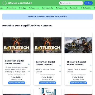 Screenshot articles-content.de