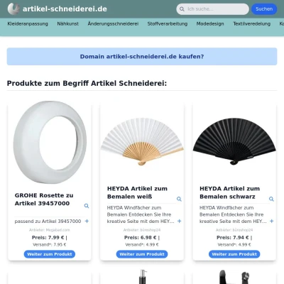 Screenshot artikel-schneiderei.de