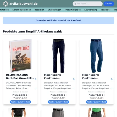 Screenshot artikelauswahl.de