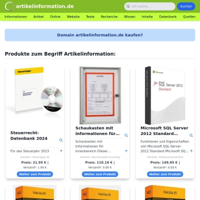 Screenshot artikelinformation.de