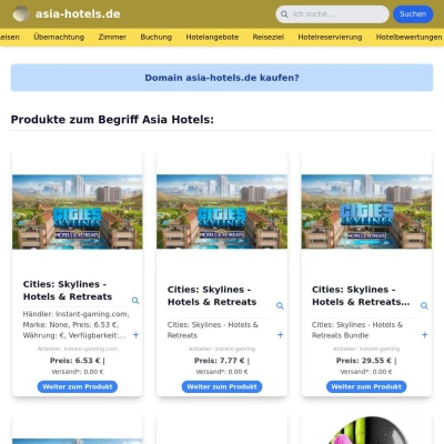 Screenshot asia-hotels.de