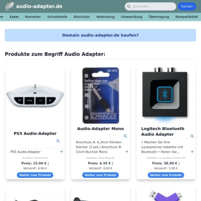 Screenshot audio-adapter.de