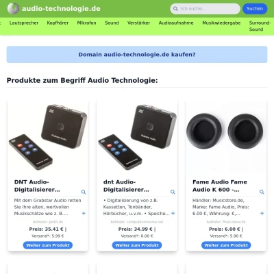 Screenshot audio-technologie.de