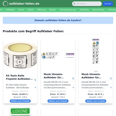 Screenshot aufkleber-folien.de
