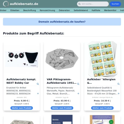 Screenshot aufklebersatz.de