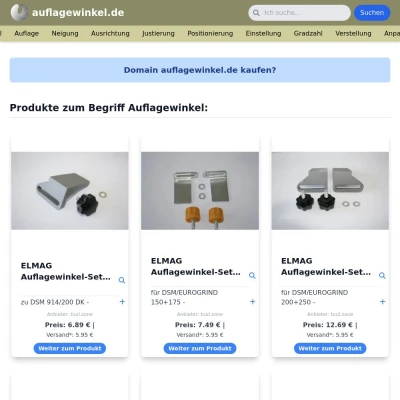 Screenshot auflagewinkel.de