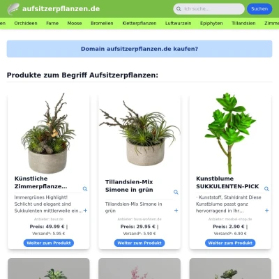 Screenshot aufsitzerpflanzen.de