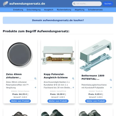 Screenshot aufwendungsersatz.de