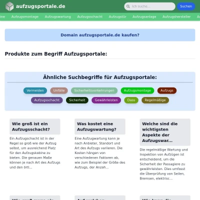 Screenshot aufzugsportale.de