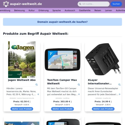 Screenshot aupair-weltweit.de