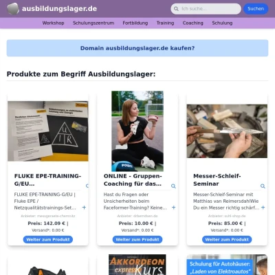 Screenshot ausbildungslager.de