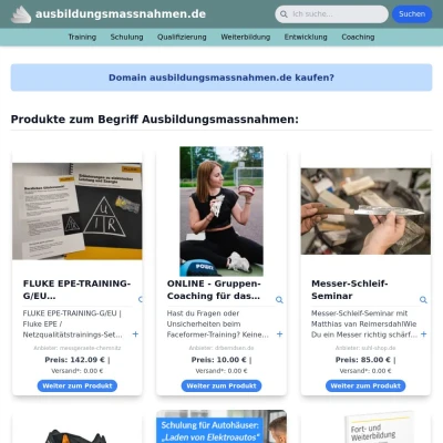 Screenshot ausbildungsmassnahmen.de