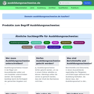 Screenshot ausbildungsnachweise.de